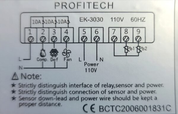 PROFITECH Universal Refrigeration Digital Controller EK-3030 110V60HZ - Image 2