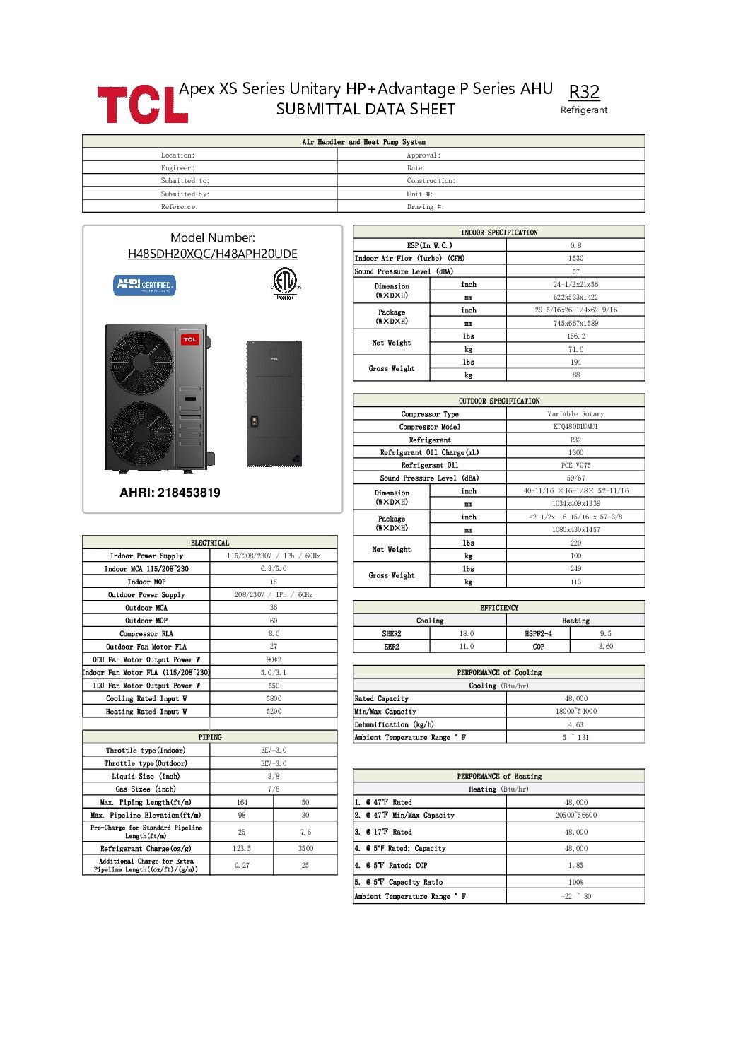 TCL Apex XS Series Unitary Heat Pump System 4 Ton (48.000 BTU) - Image 5