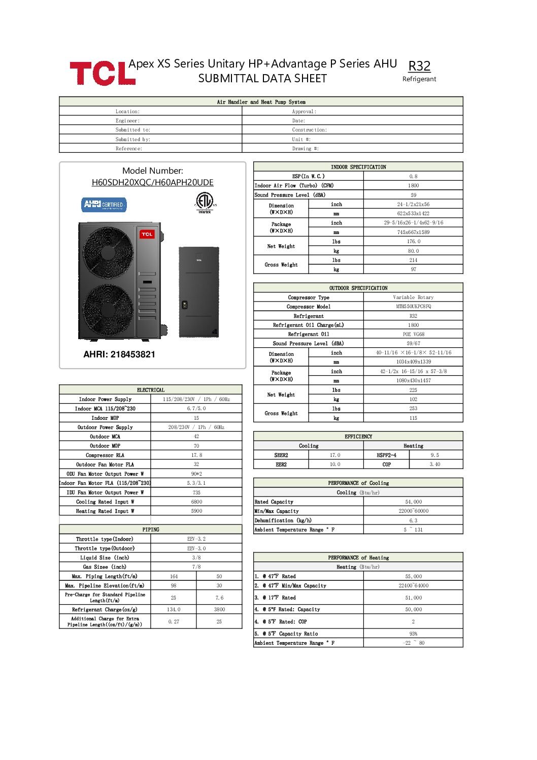 TCL Apex XS Series Unitary Heat Pump System 5 Ton (60.000 BTU) - Image 5