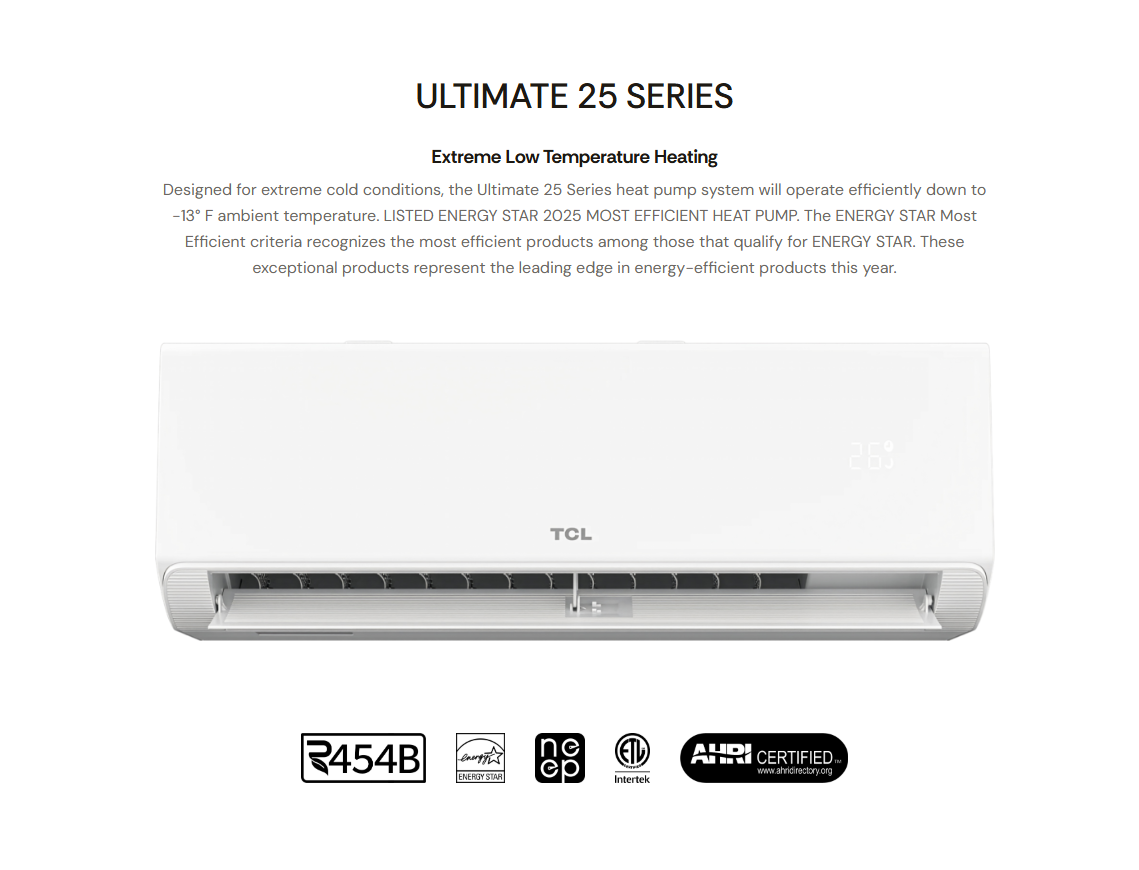 TCL Ultimate 25 Series Ductless Mini Split Heat Pump 18.000 BTU